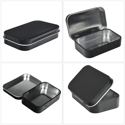 STORE 2508 8 Pcs Small Rectangular Hinged Tin Box, Small Storage Box, for Pen Drive, Candies, Chocolates, Hair Bands, Gifting, 9.5x6x2.2 Cm (Black) - Image 3