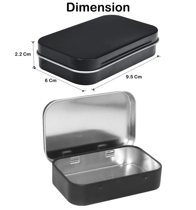 STORE 2508 8 Pcs Small Rectangular Hinged Tin Box, Small Storage Box, for Pen Drive, Candies, Chocolates, Hair Bands, Gifting, 9.5x6x2.2 Cm (Black) - Image 2