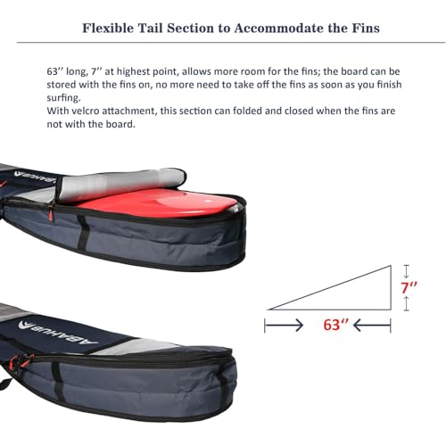 Abahub Premium 6'0 x 22 Surfboard Travel Bag, Foam Padded Surf Board Cover, Shortboard Carrying Bags for Surfing, Outdoor, Airplane, Car, Truck, DarkBlue… - Image 5