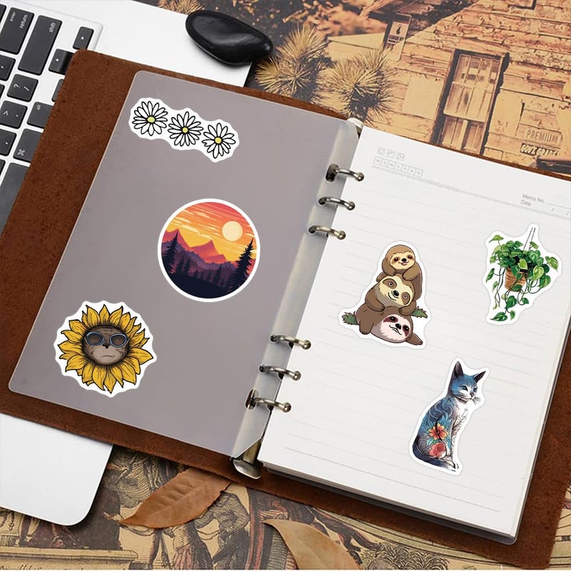 PIGBIT 50-Piece Cute & Artistic Nature Stickers - Waterproof Vinyl Animals, Flowers, Mushrooms, Galaxies, Retro Aesthetic Stickers for Laptops, Water Bottles, Scrapbooking - Image 5