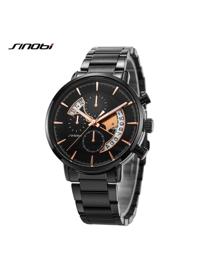 Sinobi Men's Multifunctional Large Dial Calendar Quartz Watch (Black) is the perfect choice for both business and casual wear. - Image 1