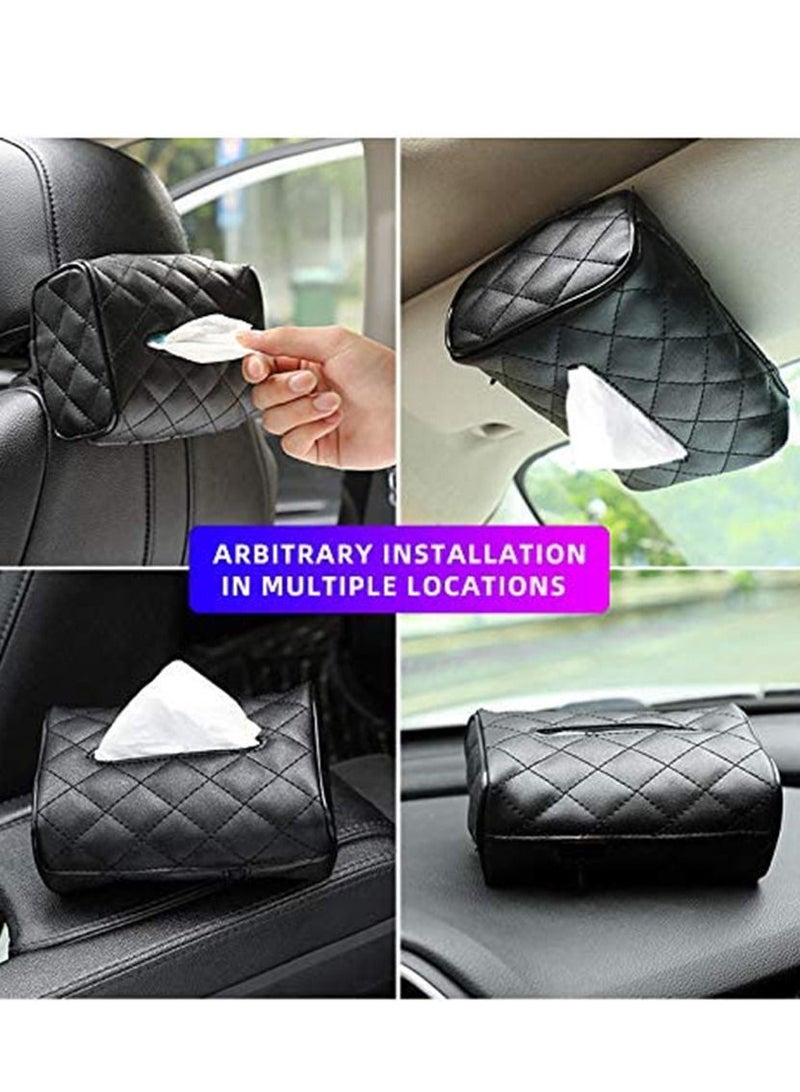 Generic Car Leather Tissue Holder for Car Back Seat Headrest Hanging Tissue Boxes Holder Case Multi-use Car Tissue Paper Holder  - Image 2