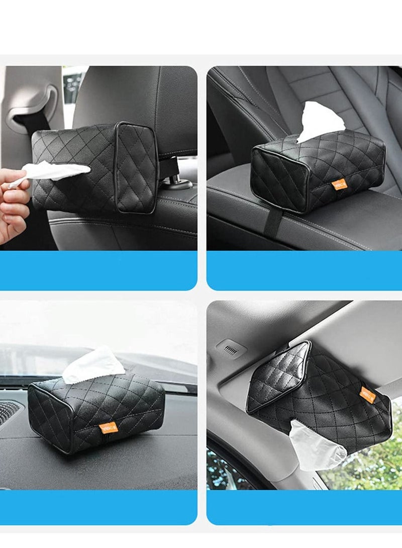 Generic Car Leather Tissue Holder for Car Back Seat Headrest Hanging Tissue Boxes Holder Case Multi-use Car Tissue Paper Holder  - Image 5