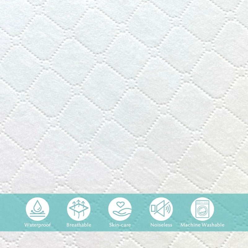 2 Pack Waterproof Fitted Crib Mattress Protector 52" x 28" - Quilted, Noiseless, Ultra-Soft & Breathable Crib & Toddler Mattress Pad Cover - Image 3