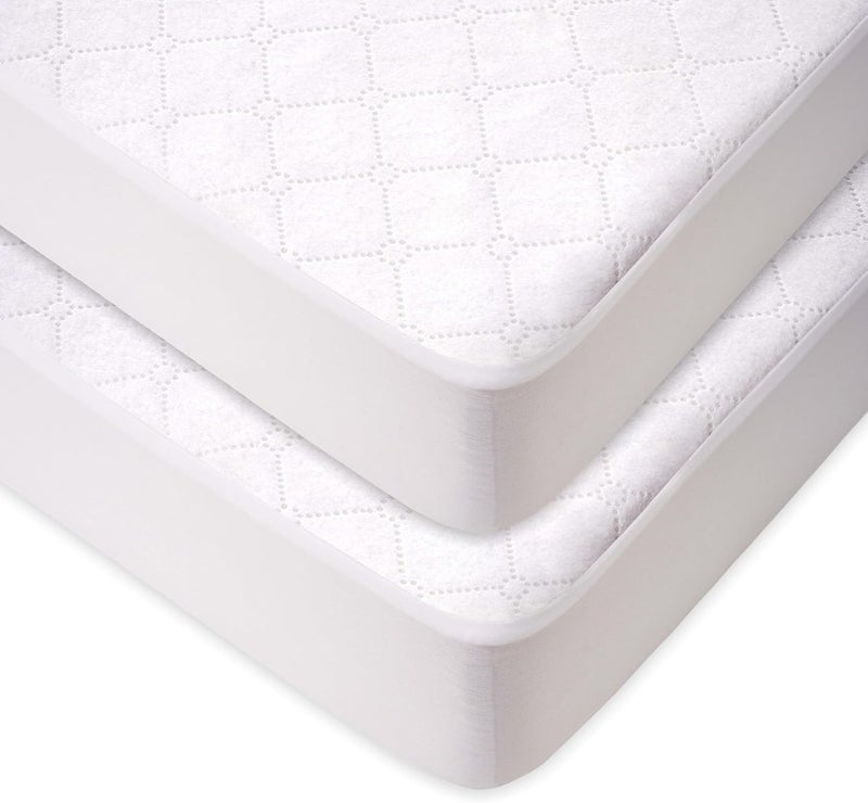 2 Pack Waterproof Fitted Crib Mattress Protector 52" x 28" - Quilted, Noiseless, Ultra-Soft & Breathable Crib & Toddler Mattress Pad Cover - Image 1