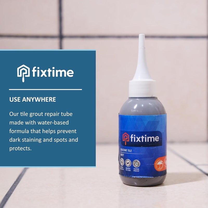 FIXTIME Silicone Tile Repair Kit – Premixed Fast-Drying Gray Caulk, Filler, and Sealer for Cracked Bathroom, Kitchen, and Floor Tiles (225g / 8 oz) - Image 2