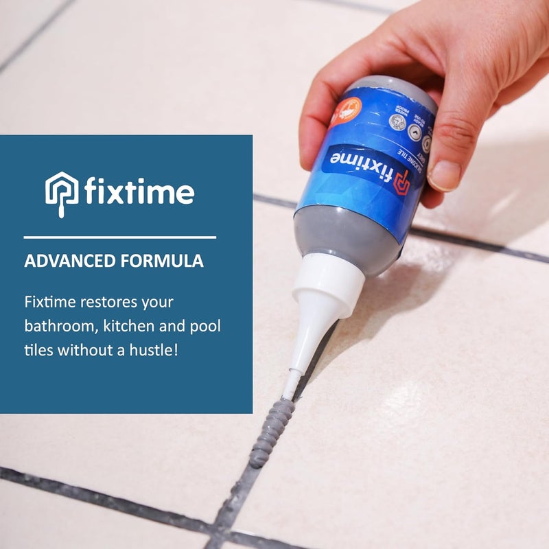 FIXTIME Silicone Tile Repair Kit – Premixed Fast-Drying Gray Caulk, Filler, and Sealer for Cracked Bathroom, Kitchen, and Floor Tiles (225g / 8 oz) - Image 5