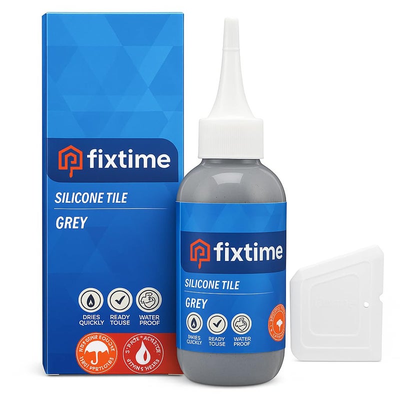 FIXTIME Silicone Tile Repair Kit – Premixed Fast-Drying Gray Caulk, Filler, and Sealer for Cracked Bathroom, Kitchen, and Floor Tiles (225g / 8 oz) - Image 1