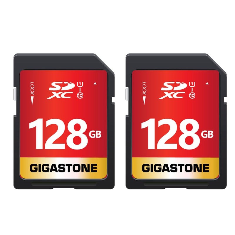 GIGASTONE 128GB SD Card 2Pack UHSI U1 Class 10 SDXC Memory Card High Speed Full HD Video Digital Camera Full Size SD Card - Image 2