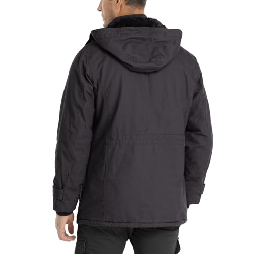 CHEXPEL Mens Thick Winter Jackets Hooded Hunting Insulated Windbreaker Fleece Lined Field Jackets Military Coats Gray L - Image 2