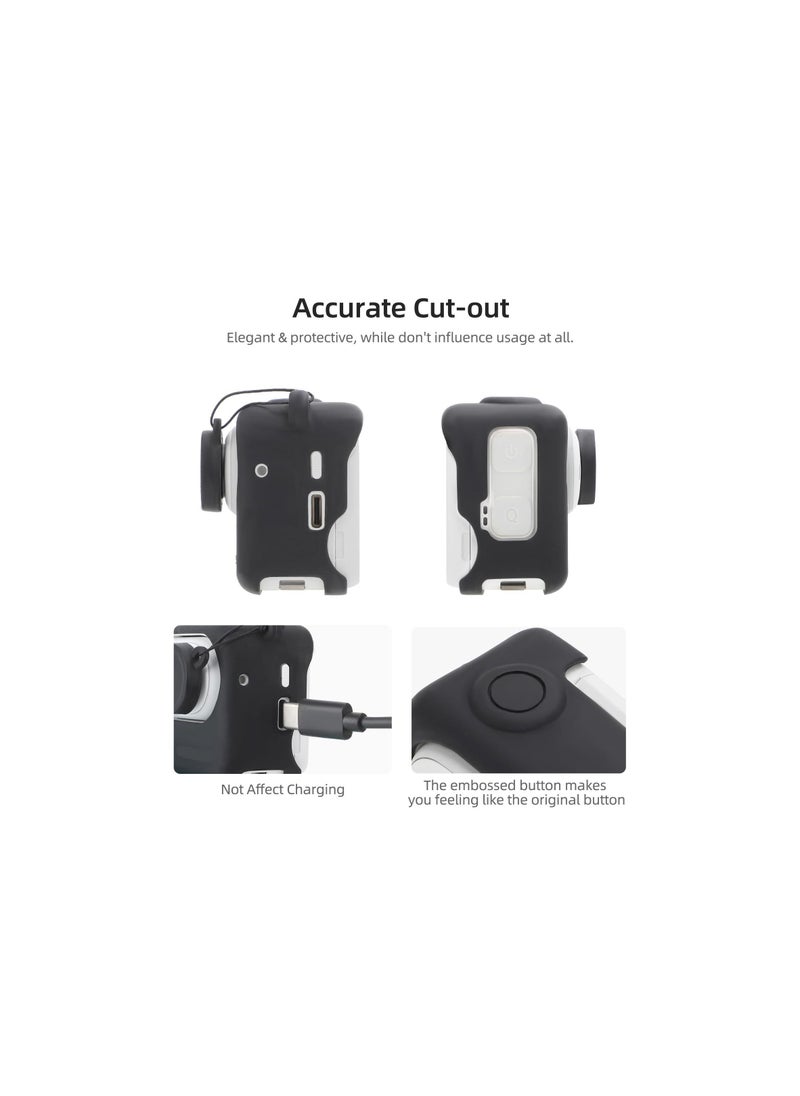 SYOSI - Silicone Case Camera Sticker Lens Cover for Insta360 Go3, Protective Case with Lanyard Anti-Scratch Skin Camera Accessories, Host Lens Fully Wrapped, Waterproof for Travel, Sports(Black) - Image 1