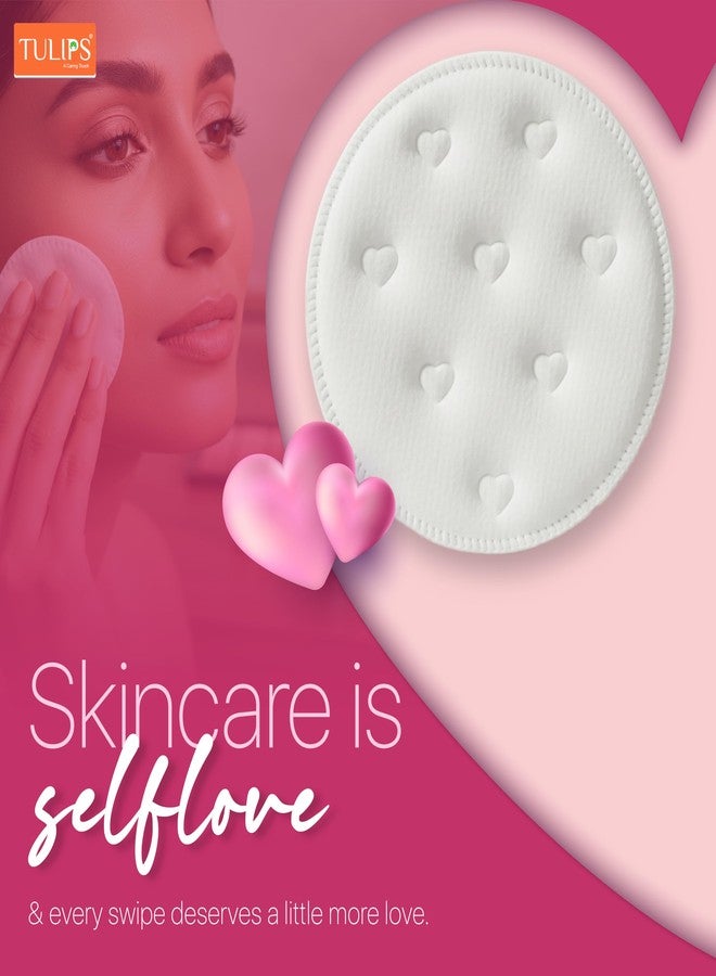 Tulips Cotton Pads Heart Embossed I Lint Free I Stitched Edges I 50 Cotton Pads in a Ziplock Bag (Pack of 2) Best for Applying & Removing Makeup, Pre makeup cleansing, safe for sensitive Skin - Image 5