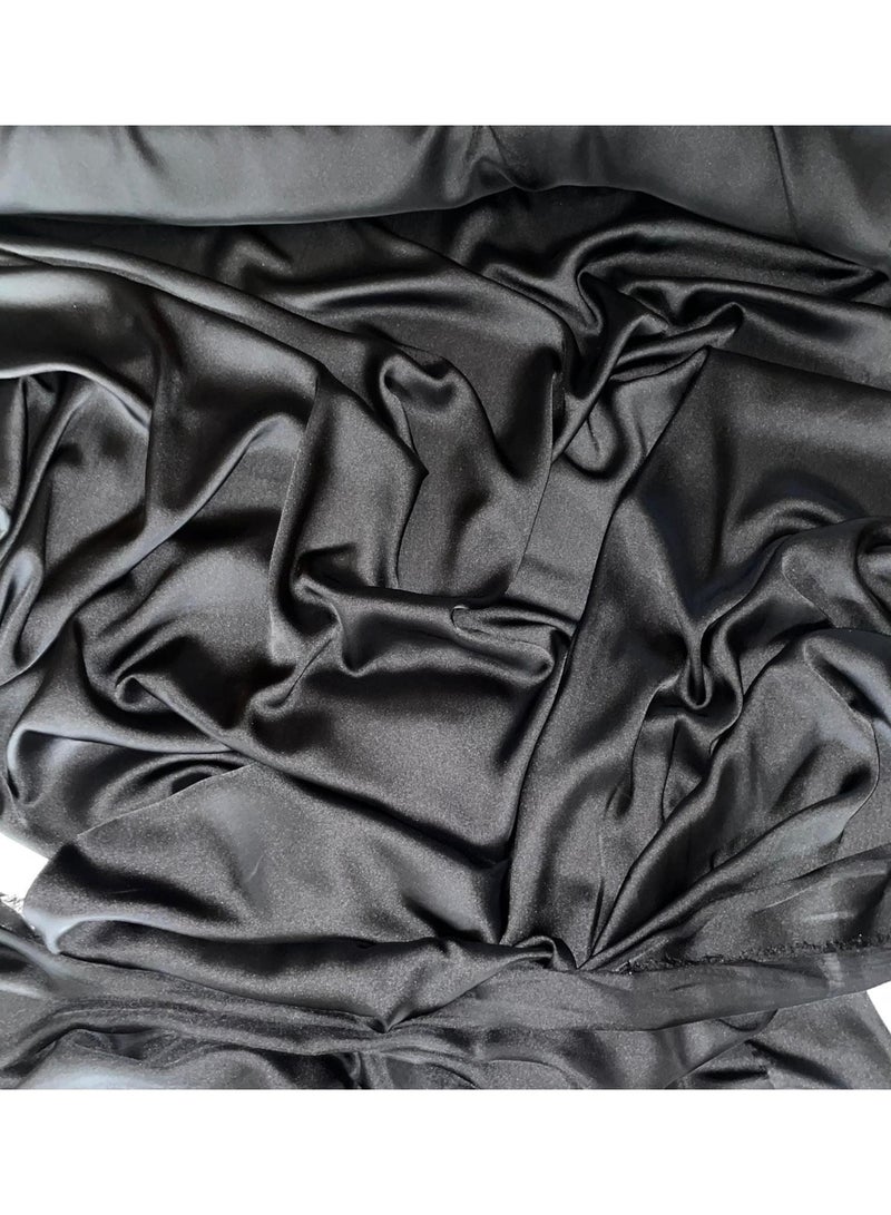 JewelOnPalette Soft Silky Charmeuse Satin Fabric, 45" Wide Soft Material for Cut by The Yard for Dress, Blouse, Shirt, Craft and Embroidery - Black  - Image 2