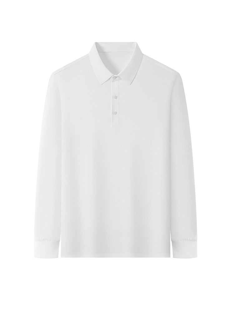 Men's Long Sleeve Shirt Breathable Casual Button Collared T-Shirt Classic Fit Golf Top Pullover Tee - Image 1