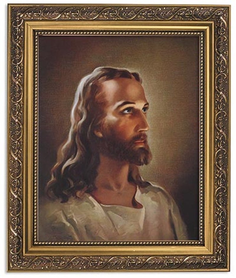 Gerffert Collection Sallman Head of Christ Catholic Framed Portrait Print, 13 Inch (Ornate Gold Tone Finish Frame) - Image 4