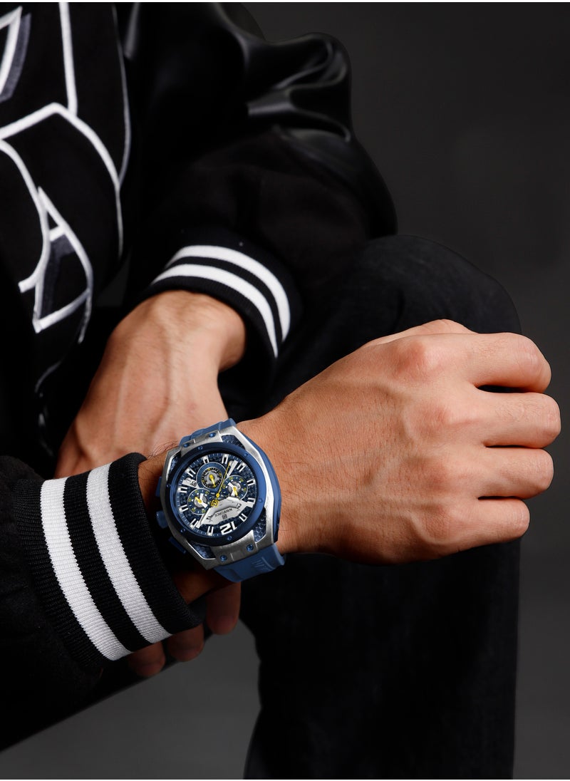 NAVIFORCE - New Fumed Silica Band Analog Chronograph Wrist Watch For Men NF8063 BE/W/BE -46mm - Blue - Image 1