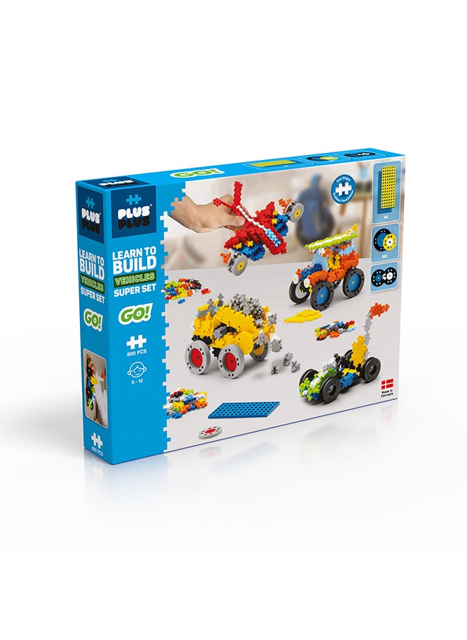 Plus-Plus Creative Building Blocks, Learn To Build Vehicle Set, Construction Toy, Plusplus Go, 800 Pieces, Basic  - Image 2