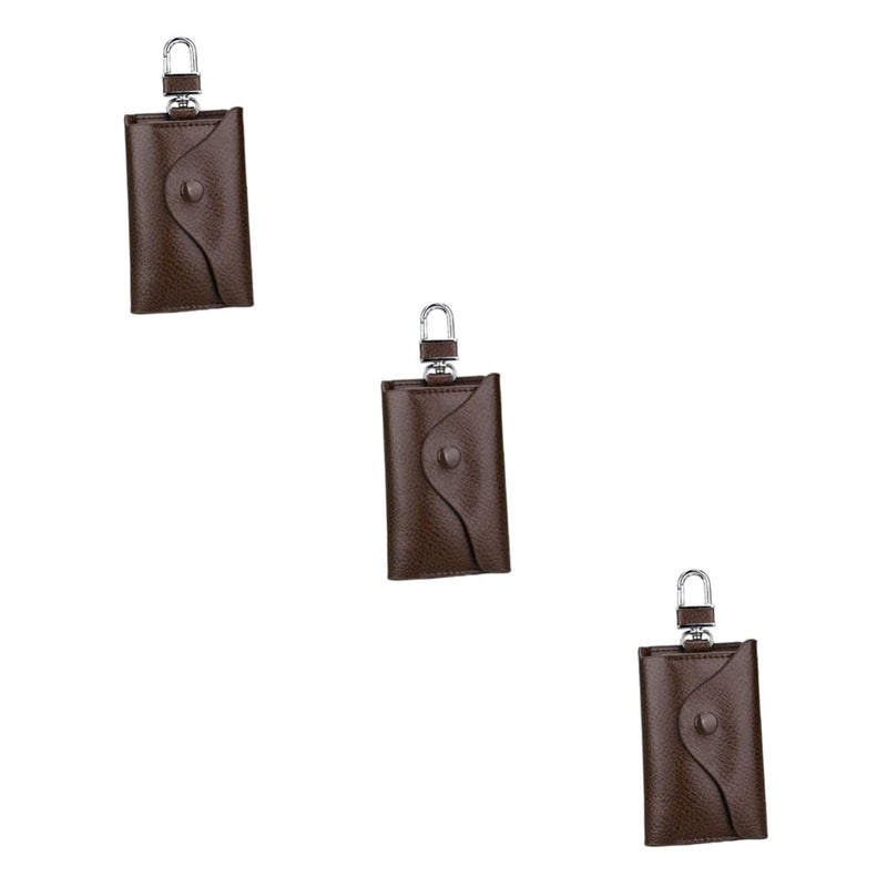 Leather Car Key Case Holder Universal Fob Wallet Coin Purse With Chain Pack Of 3 - Image 2