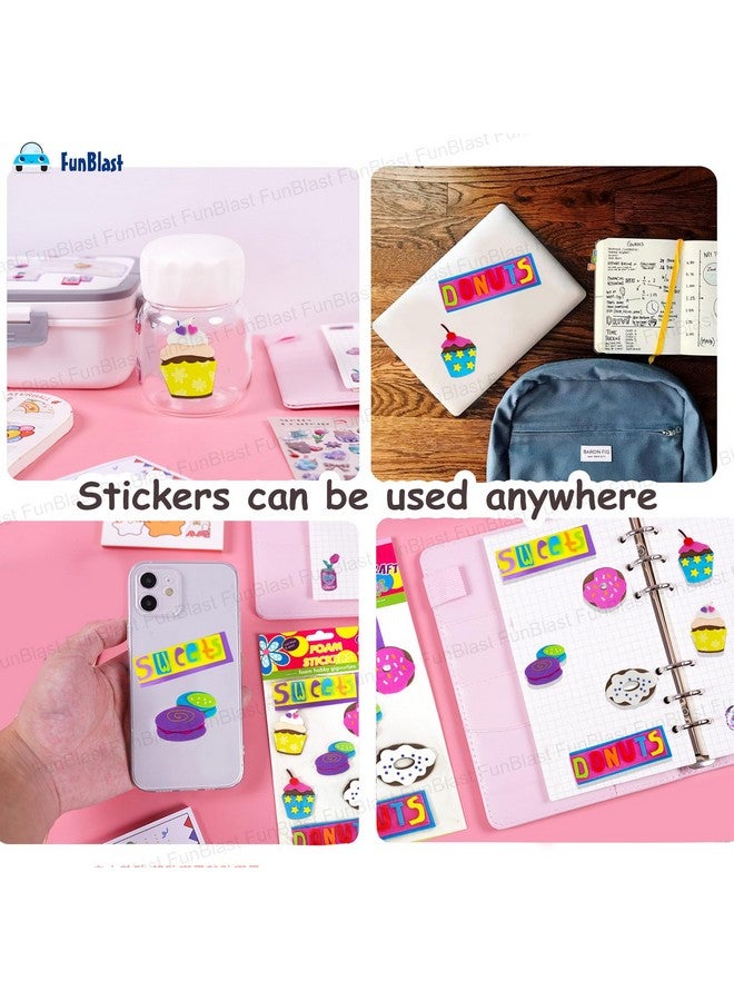 FunBlast Foam Stickers - 3D Self Adhesive Puffy Stickers for Kids, Sweets Theme Stickers for Art and Craft Work, Scrap Booking, Decoration, Project Work for Kids - Multicolor - Image 2