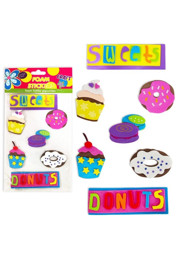 FunBlast Foam Stickers - 3D Self Adhesive Puffy Stickers for Kids, Sweets Theme Stickers for Art and Craft Work, Scrap Booking, Decoration, Project Work for Kids - Multicolor - Image 1