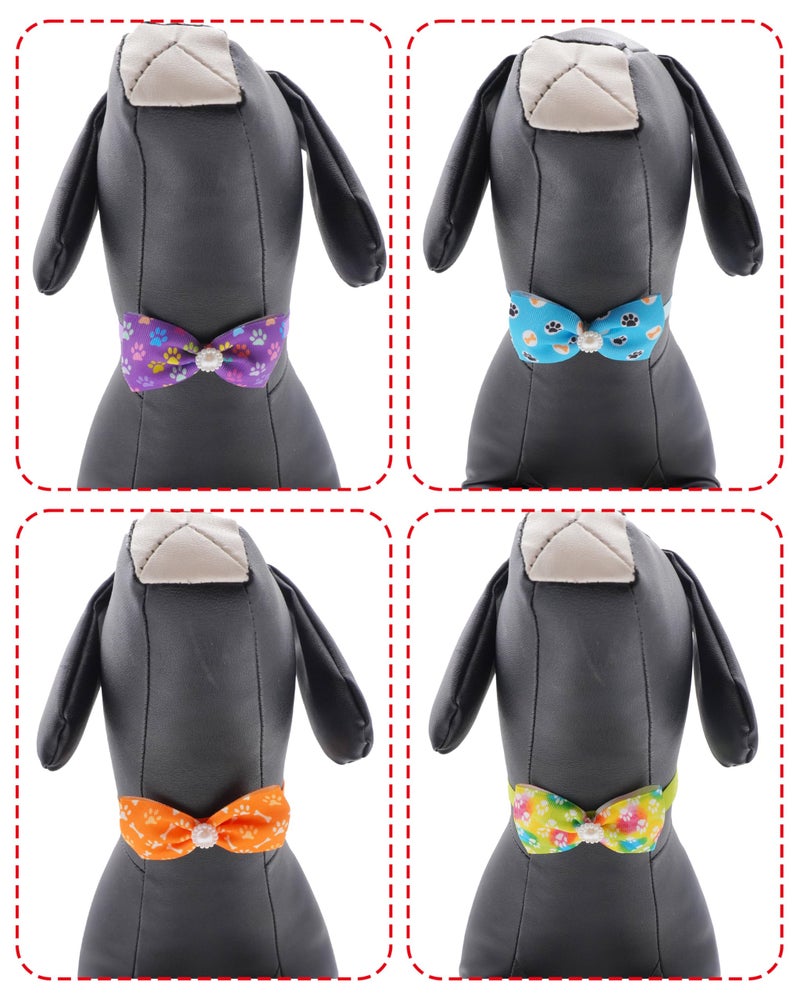 PET SHOW 50 Pack Paw Small Dog Collar Bow Ties Bulk Puppy Cats Adjustable Bowties for Medium Dogs Bowknots Holiday Party Ties Pet Grooming Accessories Assorted Randomly - Image 4