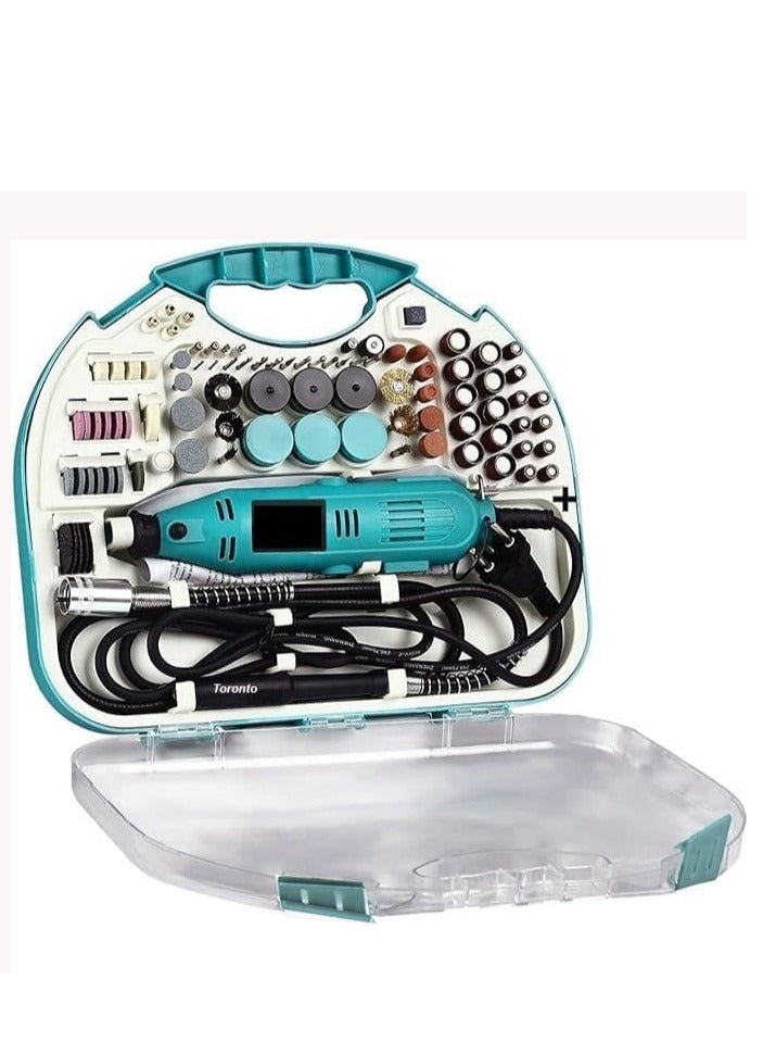 TORONTO Rotary Tool Kit with 211 Accessories – 130W Variable Speed Electric Grinder Set with Flex Shaft & Keyless Chuck for Cutting, Engraving, Sanding, Polishing & DIY Craft Projects - Image 1