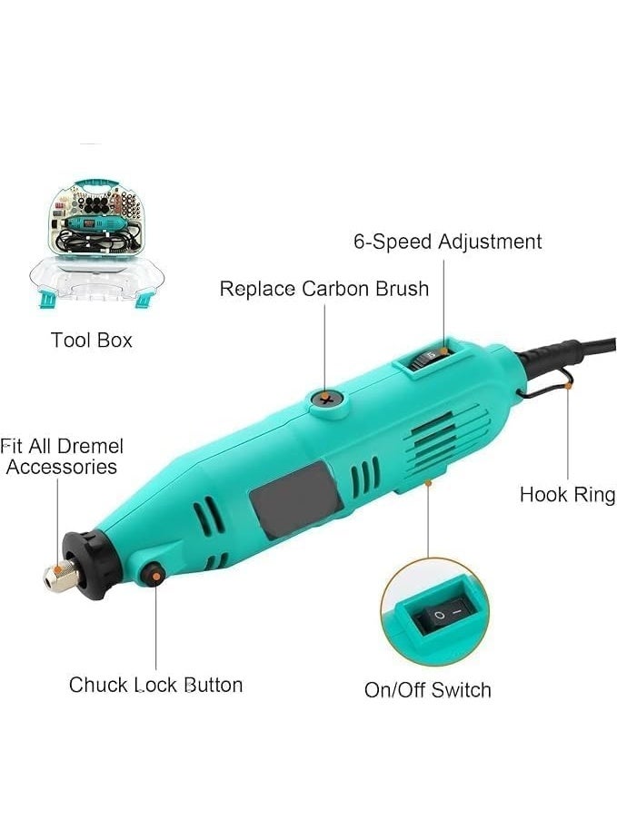 TORONTO Rotary Tool Kit with 211 Accessories – 130W Variable Speed Electric Grinder Set with Flex Shaft & Keyless Chuck for Cutting, Engraving, Sanding, Polishing & DIY Craft Projects - Image 2