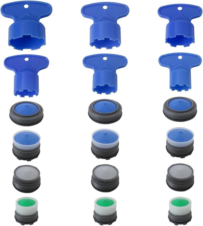 Universal Faucet Aerator Kit 12 Pcs M16 5 M18 5 M21 5 M24 mm with Removal Tool - Image 2