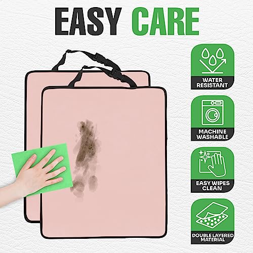 lebogner Back Seat Cover for Kids + 4 Pocket Storage Organizer, 2 Pack Kick Mats Backseat Protector, Car Accessories Waterproof Kick Guard for Vehicles to Protect from Dirt, Mud & Scratches, Pink - Image 4