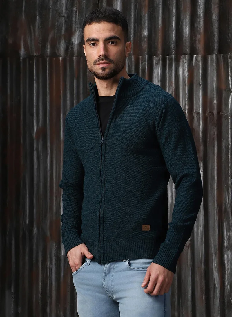 هاي ستار كنزة رجالية بلون تركواز من الأكريليك % بقصة عادية