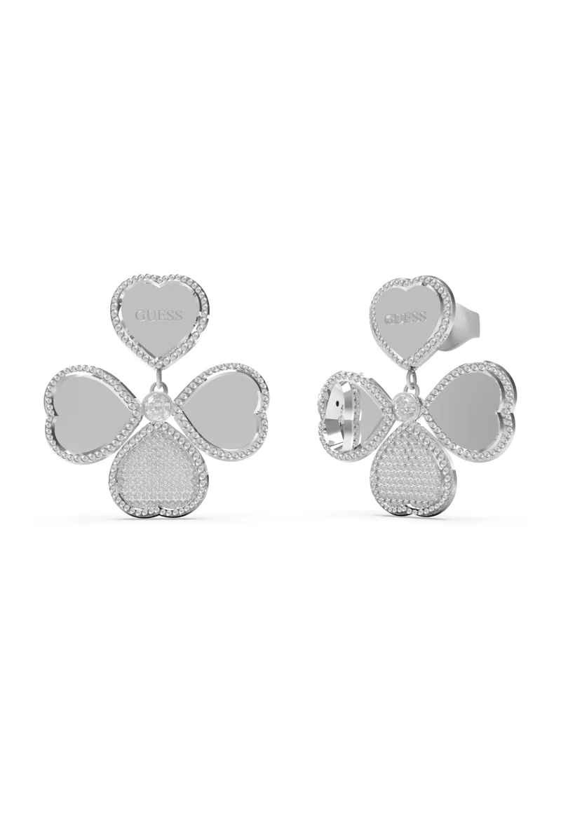 GUESS Multi Hearts & White CZ Rhodium Necklace