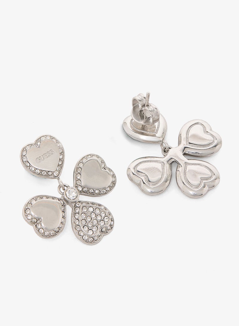 جس عقد فضة مطلية بالروديوم بتصميم قلوب متعددة وزركون أبيض - Image 2