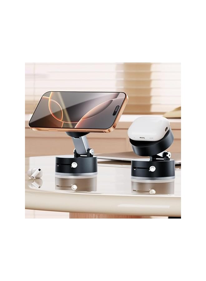 Green Tiger Foldable Magnetic Vacuum Phone Holder, Magnetic Vacuum Car Phone Holder, 180° Suction Double-Sided Swivel Stand for iPhone/Android, Car/Gym/Kitchen/Hands-Free(Black) - Image 2