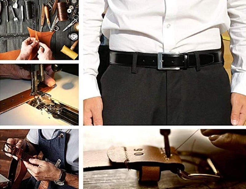 CONTACTS حزام دبابيس جلد طبيعي للرجال من كونتاكتس | حزام جلد للرجال بتصاميم كلاسيكية للعمل والأعمال غير الرسمية - Image 5