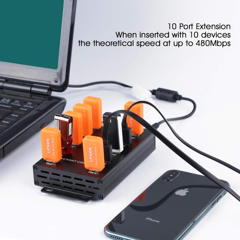 Sipolar-USB Hub- 10 Ports USB Data Hub-Industrial USB Powered Hub - USB 2.0 Hub for Mining, Bitcoin Miner - Image 2