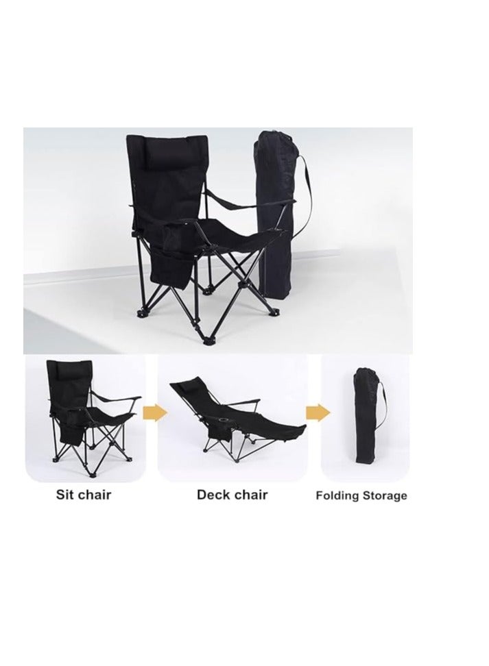 Cool Baby Portable Outdoor Camping Chair Beach Armchair Sitting and Lying Dual-Purpose with Cup Holder Net Bag Beach Folding Chair Fishing Chair Black - Image 3