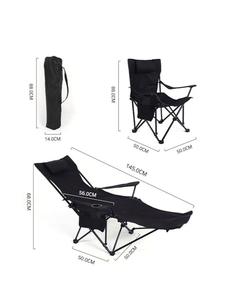 Cool Baby Portable Outdoor Camping Chair Beach Armchair Sitting and Lying Dual-Purpose with Cup Holder Net Bag Beach Folding Chair Fishing Chair Black - Image 4