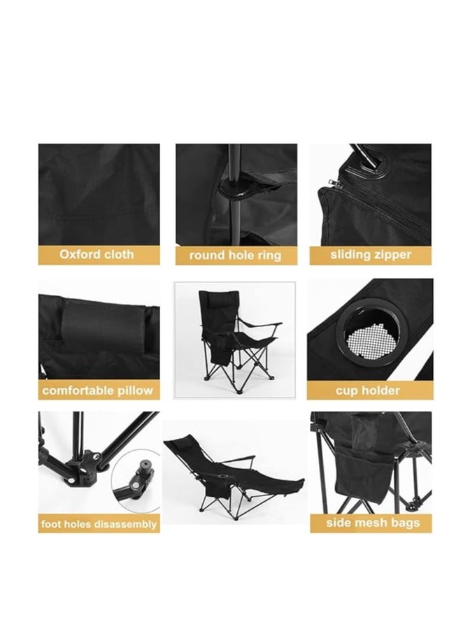 Cool Baby Portable Outdoor Camping Chair Beach Armchair Sitting and Lying Dual-Purpose with Cup Holder Net Bag Beach Folding Chair Fishing Chair Black - Image 5