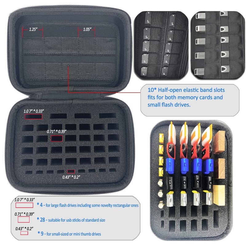 JBOS USB Flash Drive Case Memory Card Case SD SDXC SDHC Card Holder Organizer Thumb Drive Case USB Drives Storage Case for Sandisk/Samsung/SamData/Inland/PNY/Netac/JBOS (Case Only with Label and Strap) - Image 4