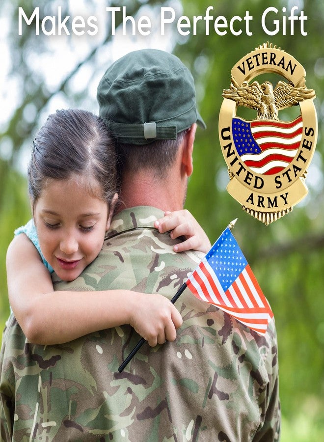 Agent Gear USA Army Veteran Lapel Pin - Patriotic Military Double-Clutch Badge - Designed with American Eagle & United States Flag - Made of Strong & Durable Metal (Gold Tone) - Image 3