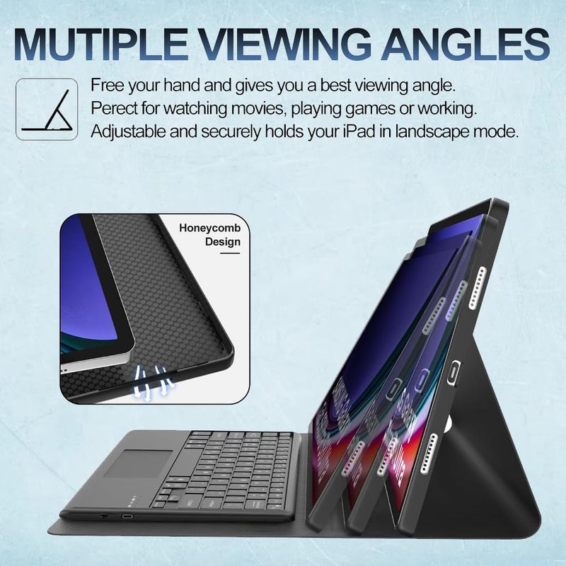 TECPHILE Keyboard Case for Honor Pad X9 11.5” Back Cover with Multi-Gesture Touchpad, 7 Color Backlit, Pencil Holder, Detachable Bluetooth Keyboard Protective Folio Shockproof, Auto Sleep Mode - Image 2