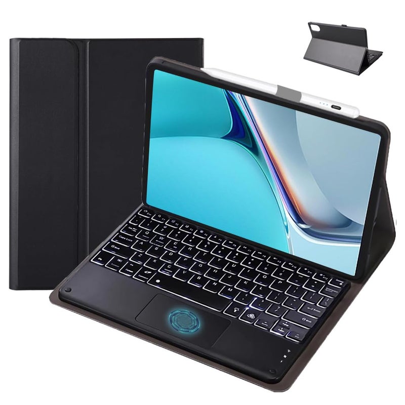 TECPHILE Keyboard Case for Honor Pad X9 11.5” Back Cover with Multi-Gesture Touchpad, 7 Color Backlit, Pencil Holder, Detachable Bluetooth Keyboard Protective Folio Shockproof, Auto Sleep Mode - Image 1
