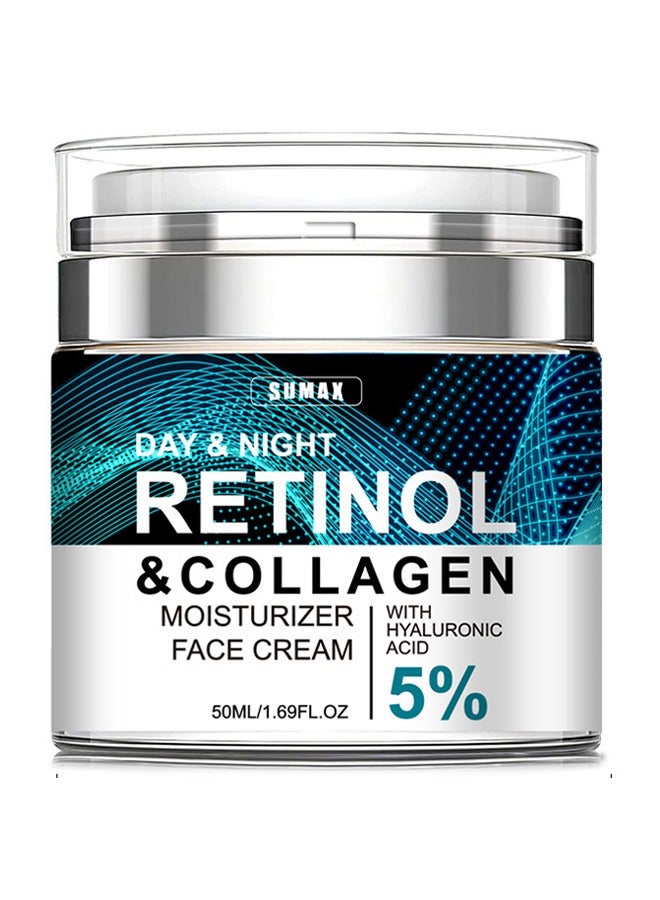 SUMAX Retinol & Collagen Moisturizer Face Cream, Pressed Retinol Cream, Lightens Fine Lines, Anti-wrinkle and Firms 50ml - Image 1