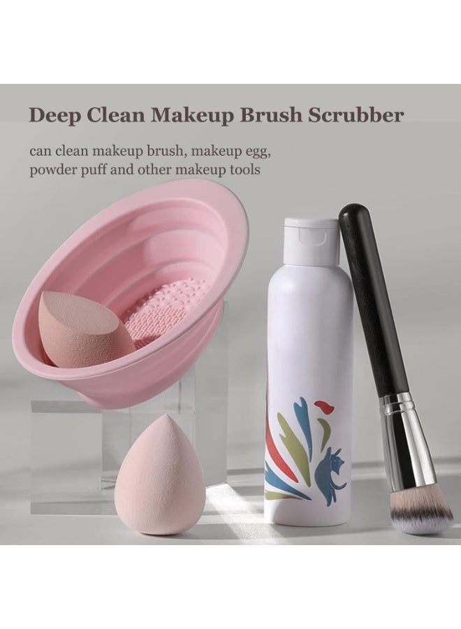 Foldable Silicone Makeup Brush Cleaner Bowl Portable Cleaning Tool for Brushes Powder Puffs and Sponges (Multicolor) - Image 5