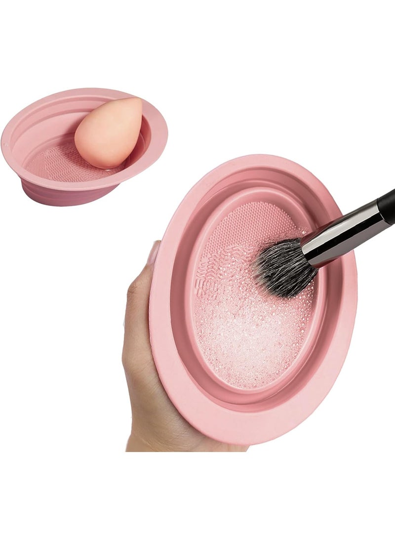 Foldable Silicone Makeup Brush Cleaner Bowl Portable Cleaning Tool for Brushes Powder Puffs and Sponges (Multicolor) - Image 1