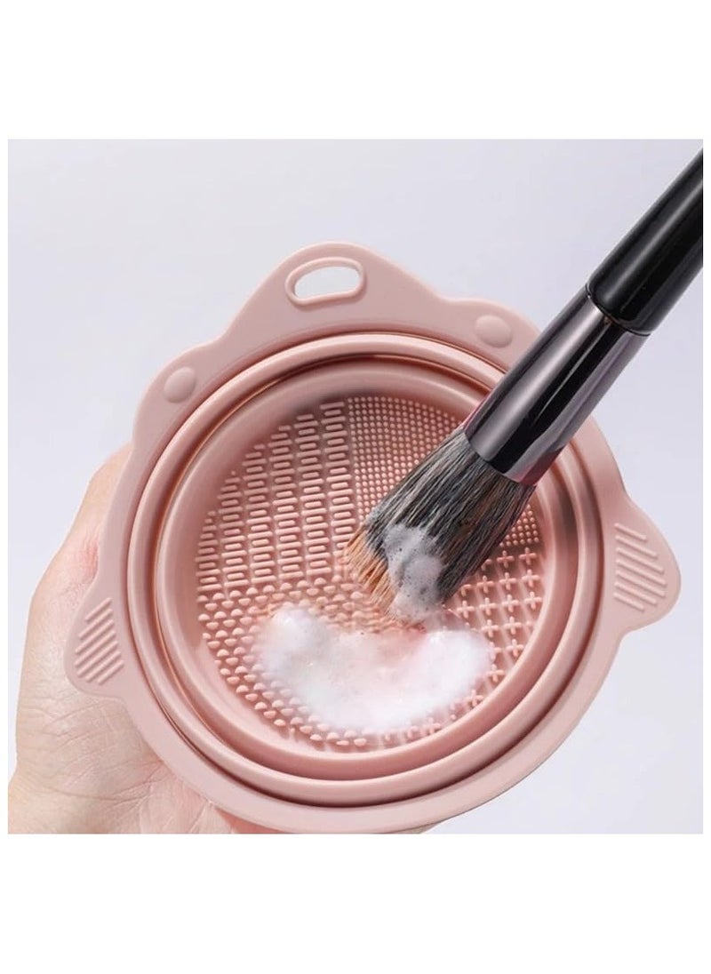 Generic Foldable Silicone Makeup Brush Cleaner Bowl Portable Cleaning Tool for Brushes Powder Puffs and Sponges (Multicolor)  - Image 1