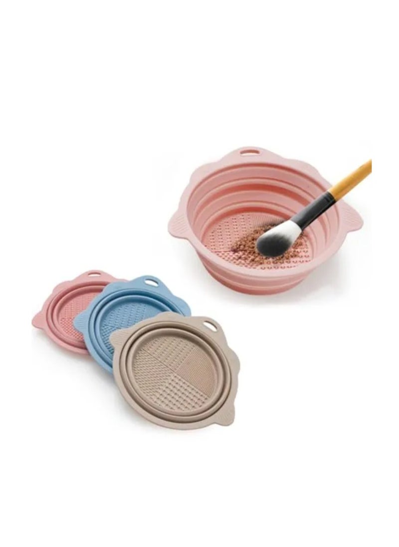 Generic Foldable Silicone Makeup Brush Cleaner Bowl Portable Cleaning Tool for Brushes Powder Puffs and Sponges (Multicolor)  - Image 4