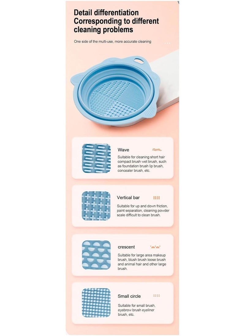 Generic Foldable Silicone Makeup Brush Cleaner Bowl Portable Cleaning Tool for Brushes Powder Puffs and Sponges (Multicolor)  - Image 5