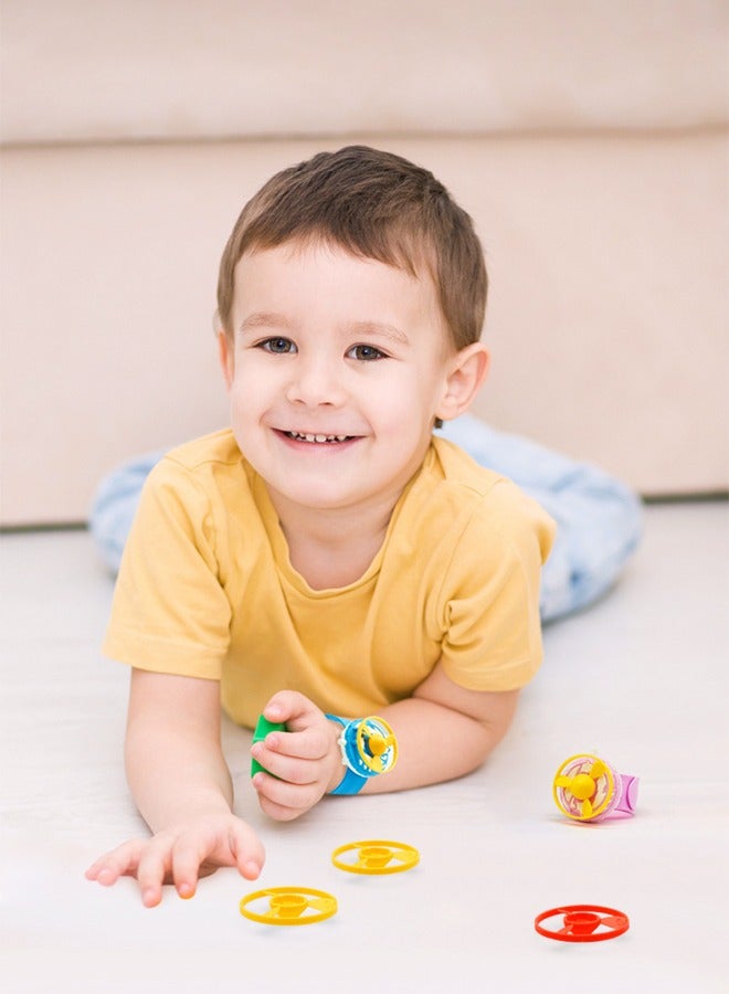 GROIC 2Pcs Flying Saucer Toys,Flying Disc Launcher Slap Bracelet Toys, Disk Shooter Sets Outdoor Flying Toys for Kids, Fidget Spinner Wristband - Image 5