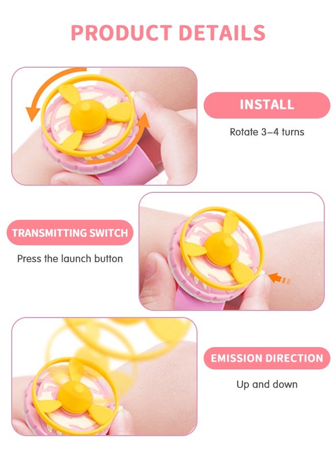 GROIC 2Pcs Flying Saucer Toys,Flying Disc Launcher Slap Bracelet Toys, Disk Shooter Sets Outdoor Flying Toys for Kids, Fidget Spinner Wristband - Image 3